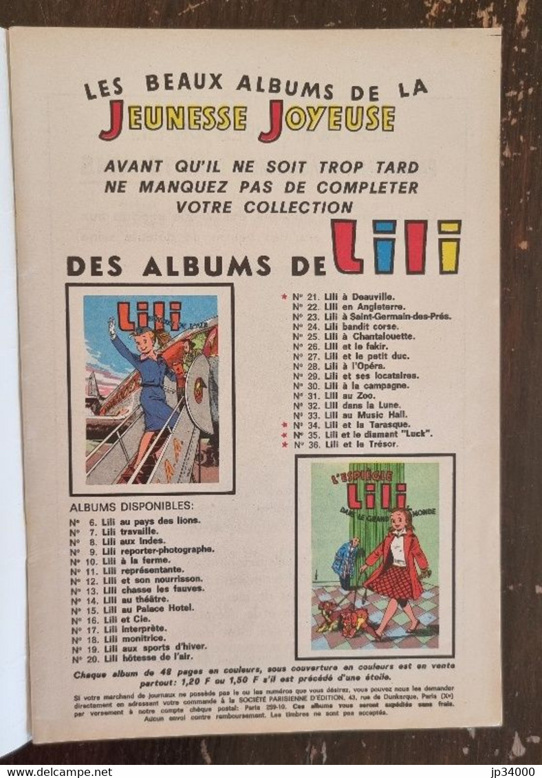 LILI Tome 36:  LILI Et Le Trésor En Edition Originale De 1967 - Lili L'Espiègle