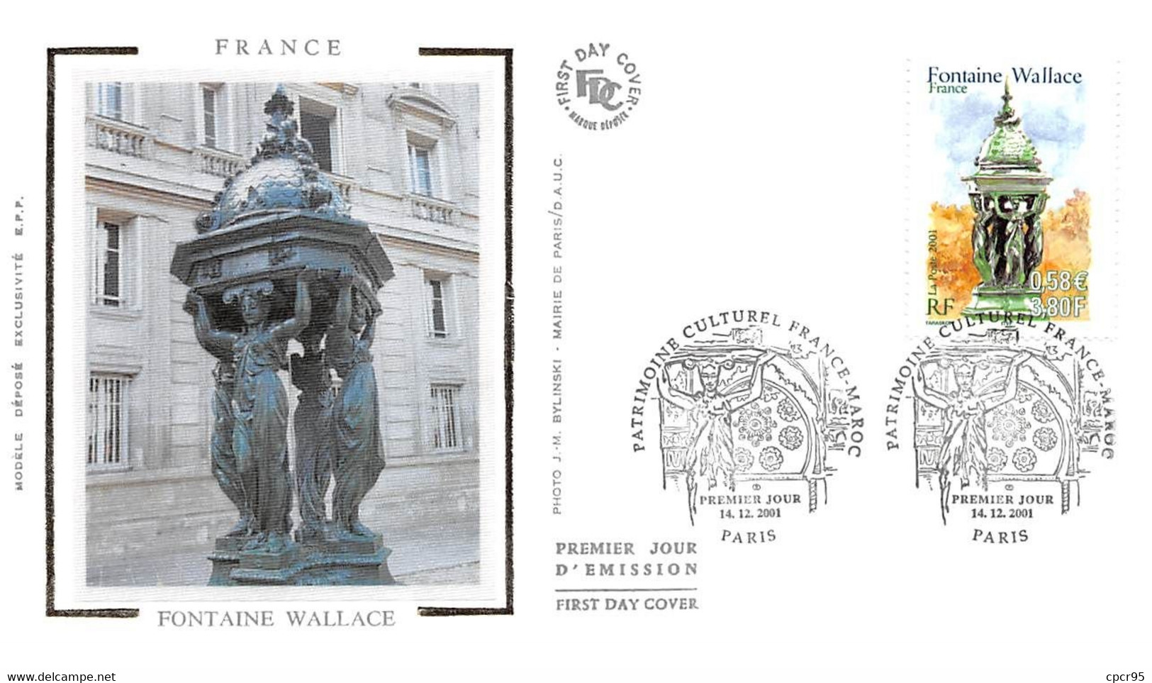 FRANCE.FDC.AM11898.14/12/2001.Cachet Paris.Patrimoine Culturel France-Maroc.France.Fontaine Wallace - 2000-2009