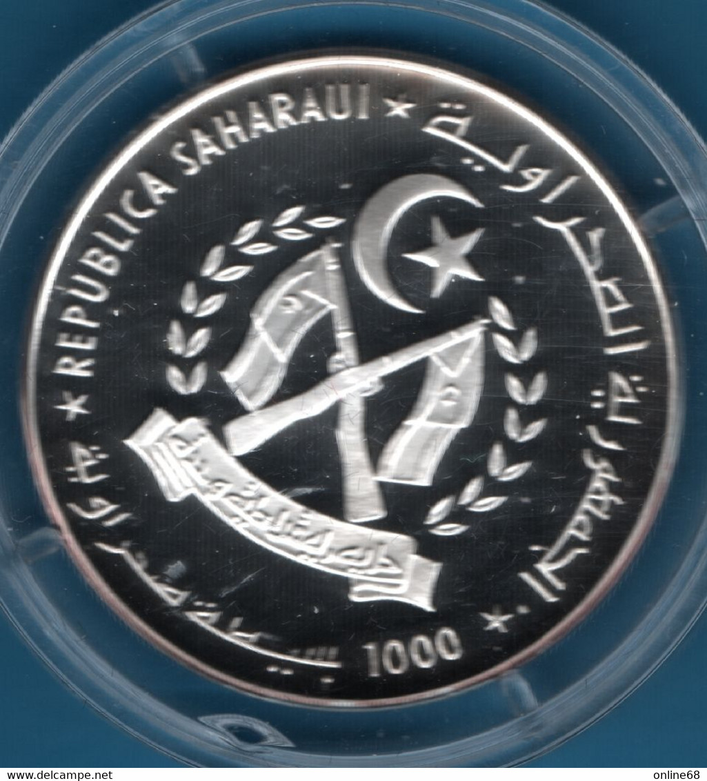 SAHARAUI Western Sahara  1000 PESETAS 1998  	KM# 43  Argent 999‰ Silver  PROOF Viking Ship TRANSPORTE MARITIMO - Sahara Occidentale