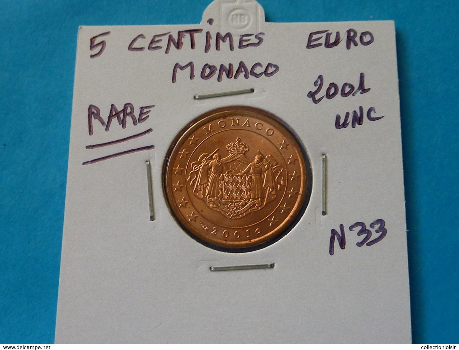 5 CENTIMES EURO MONACO 2001 Unc -  Ref. N 33  ( 3 Photos ) - Monaco