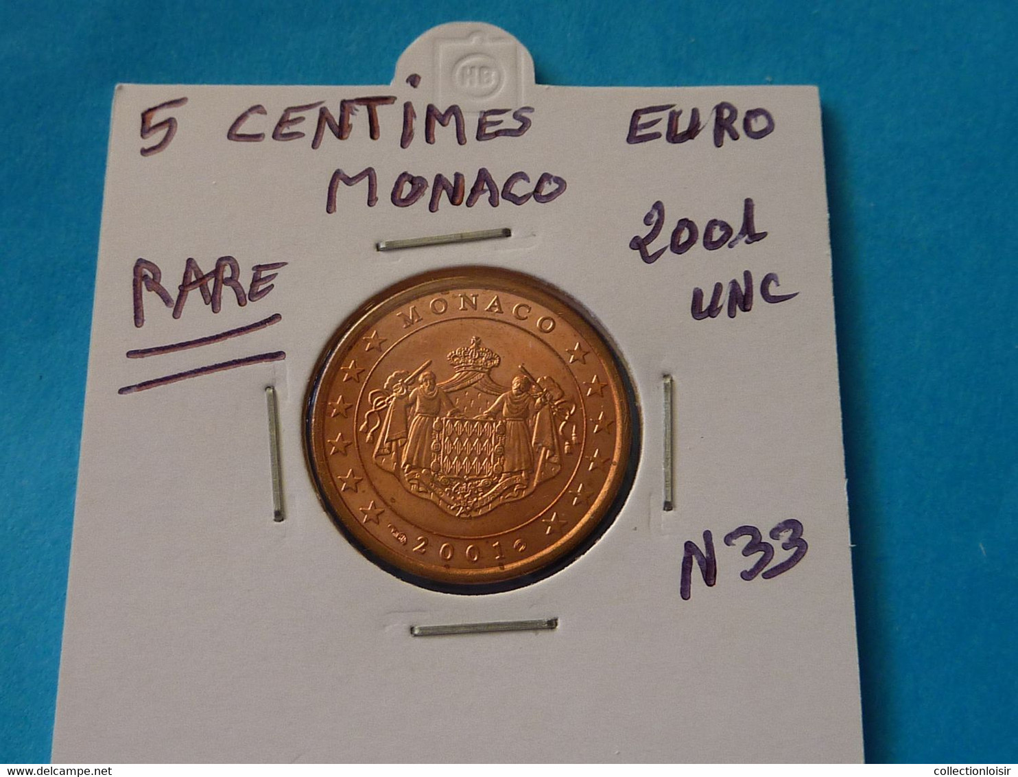 5 CENTIMES EURO MONACO 2001 Unc -  Ref. N 33  ( 3 Photos ) - Monaco