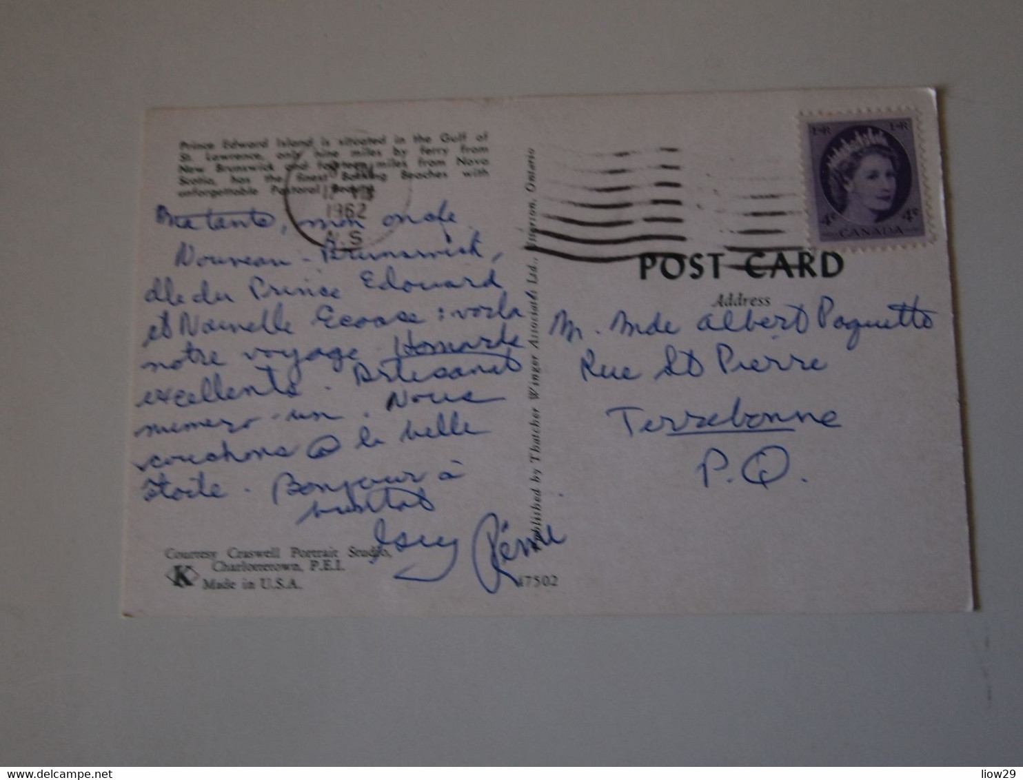 CPA Canada Prince Edward Island 1962 - Autres & Non Classés