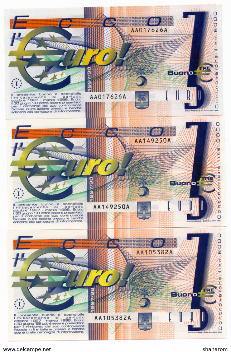 ITALIA // THREE NOTES // UNC - A Identificar