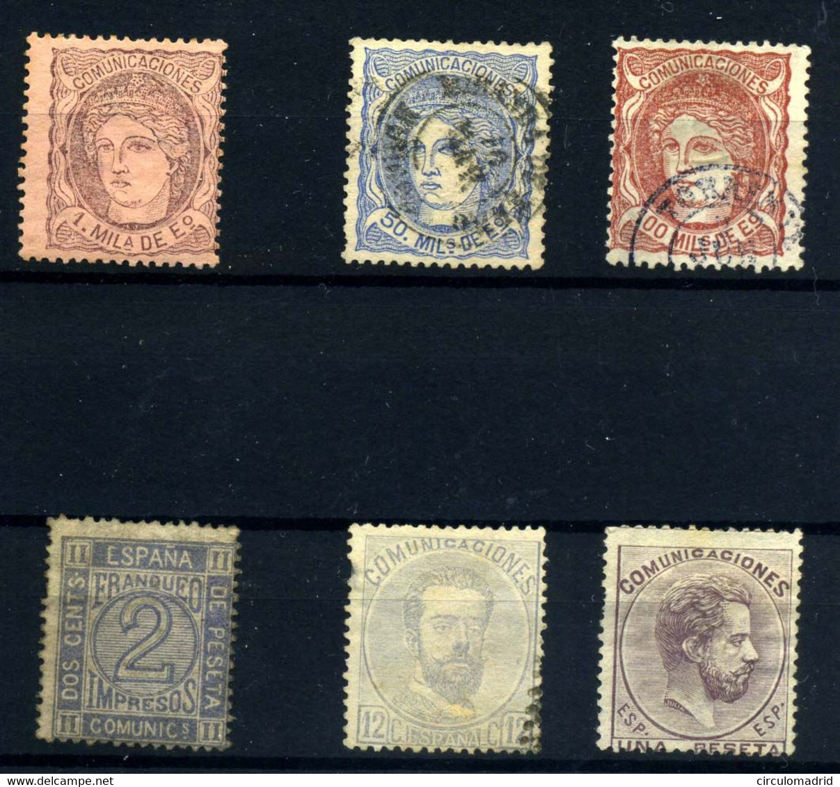 España Nº 102, 107/8, 116, 122, 127T. Año 1870/72 - Used Stamps