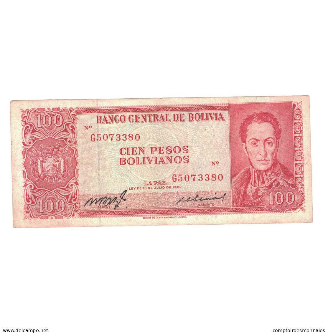 Billet, Bolivie, 100 Pesos Bolivianos, 1962, 1962-07-13, KM:164b, TTB - Bolivie