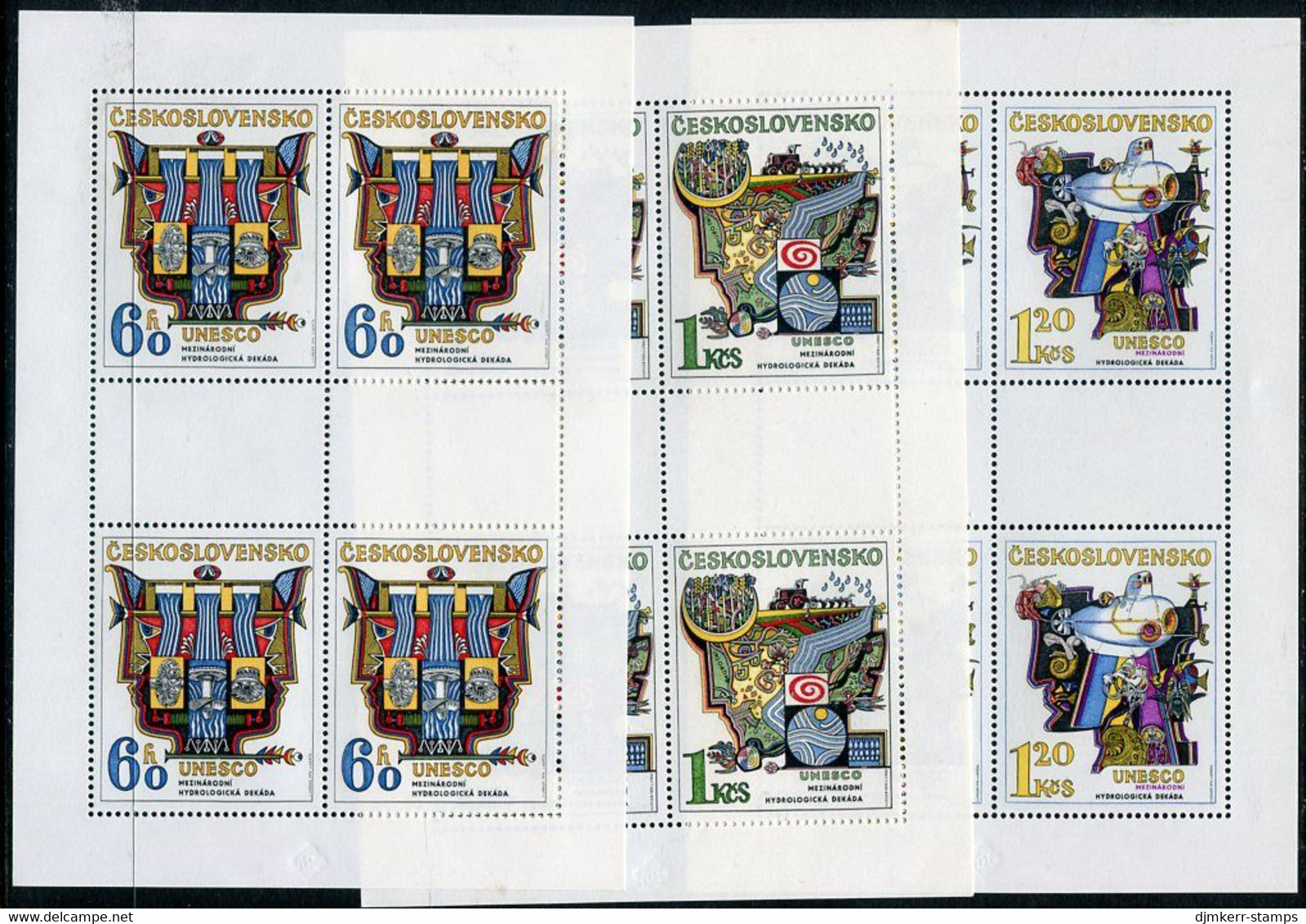 CZECHOSLOVAKIA 1974 UNESCO Hydrological Decade In Sheetlets Of 4 MNH / **  Michel 2195-99 Kb - Blokken & Velletjes