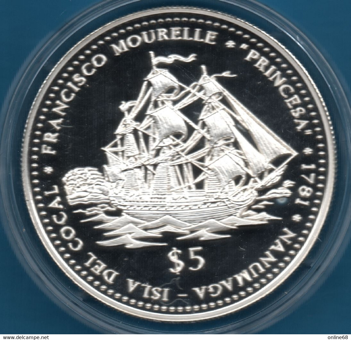 TUVALU 5 DOLLARS 1999 Argent 925‰ Silver  PROOF  La Princesa Francisco Antonio Mourelle Isla Del Cocal - Tuvalu