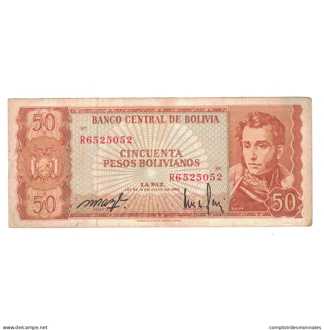 Billet, Bolivie, 50 Pesos Bolivianos, 1962, 1962-07-13, KM:162a, B - Bolivie