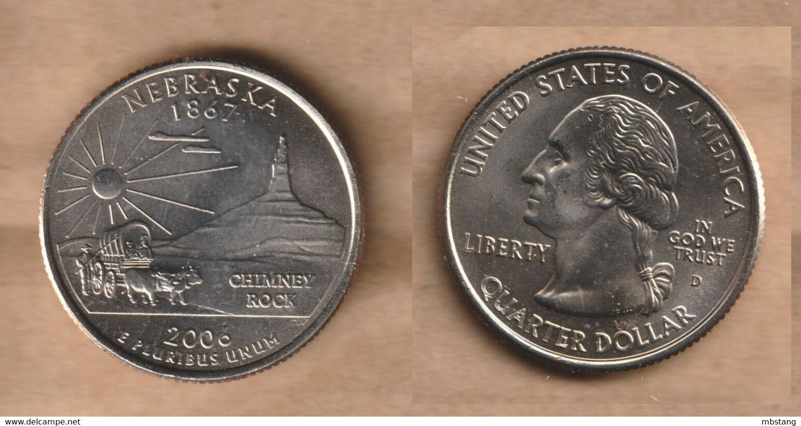 Estados  Unidos   ¼ Dollar 25 Cents (Nebraska) 2006  Copper-nickel Clad Copper • 5.67 G • ⌀ 24.26 Mm KM# 383, - 2010-...: National Parks