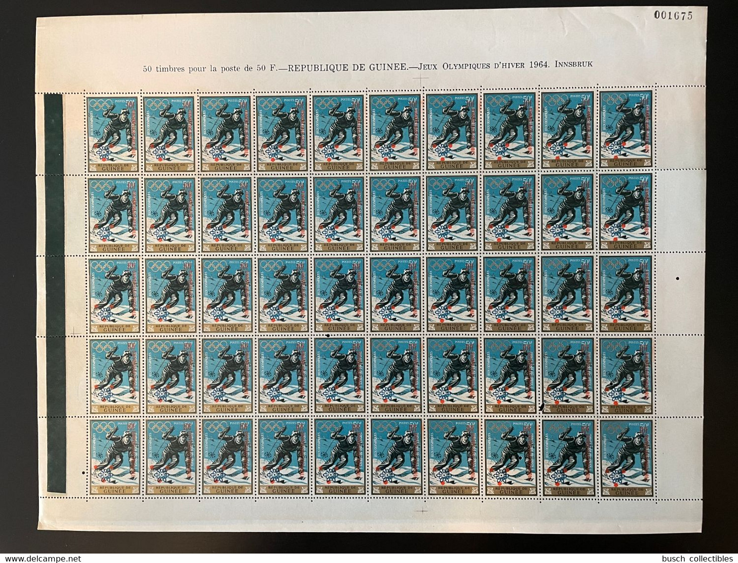 Guinée Guinea 1968 Mi. A-G 465 Full sheets surch. Overprint Grenoble Winter Olympic Games Jeux Olympiques Hiver Olympia