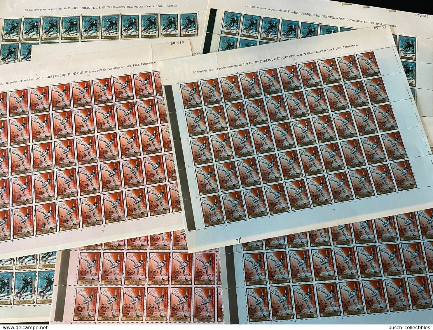 Guinée Guinea 1968 Mi. A-G 465 Full Sheets Surch. Overprint Grenoble Winter Olympic Games Jeux Olympiques Hiver Olympia - Guinea (1958-...)