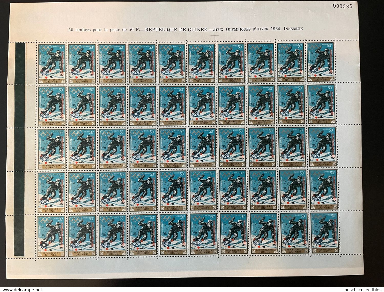 Guinée Guinea 1968 Mi. A-G 465 Full Sheets Surch. Overprint Grenoble Winter Olympic Games Jeux Olympiques Hiver Olympia - Guinea (1958-...)