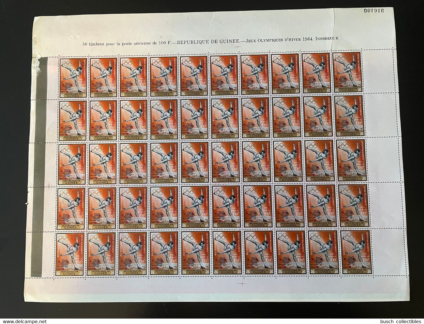 Guinée Guinea 1968 Mi. A-G 465 Full sheets surch. Overprint Grenoble Winter Olympic Games Jeux Olympiques Hiver Olympia