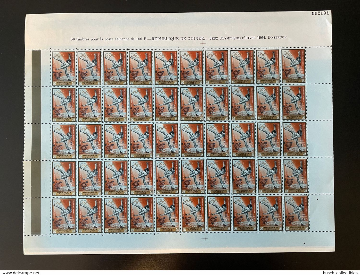 Guinée Guinea 1968 Mi. A-G 465 Full sheets surch. Overprint Grenoble Winter Olympic Games Jeux Olympiques Hiver Olympia