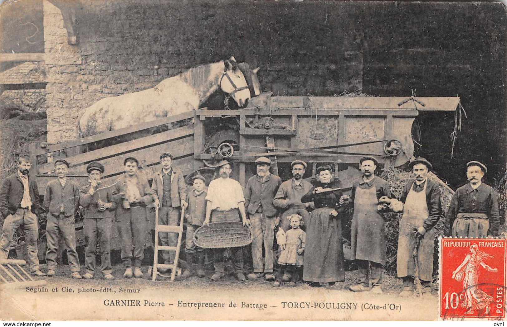 21 - CPA TORCY  POULIGNY  Garnier Pierre Entrepreneur De Battage     T RARE - Autres & Non Classés