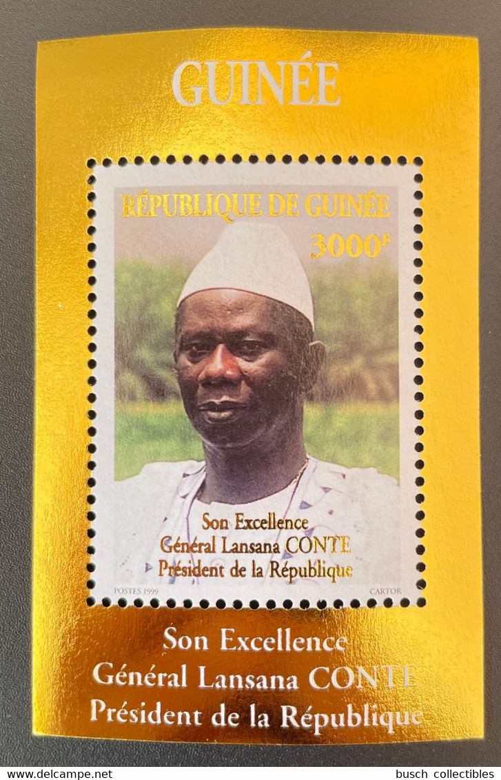 Guinée Guinea 1999 Mi. Bl. A128 Gold Or Son Excellence Général Lansana Conté Président République RARE - Guinea (1958-...)