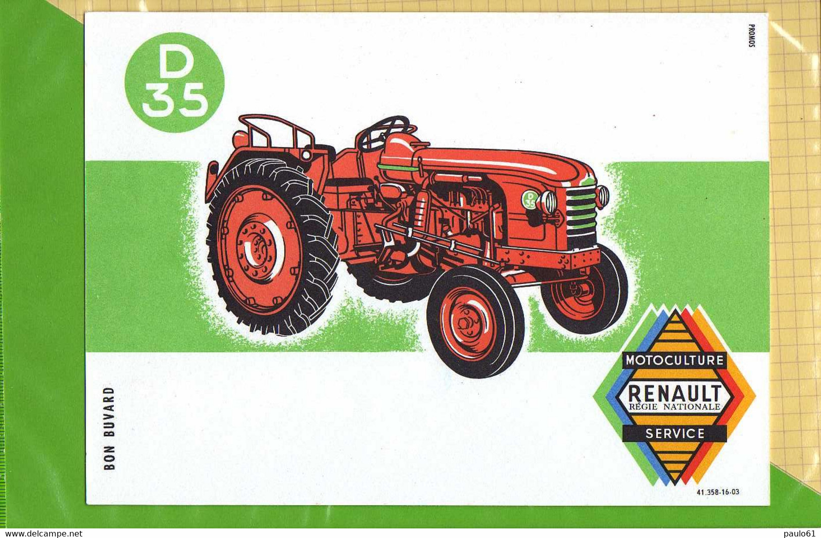 BUVARD & Blotting Paper : Motoculture TRACTEUR RENAULT  D35 - Agricultura