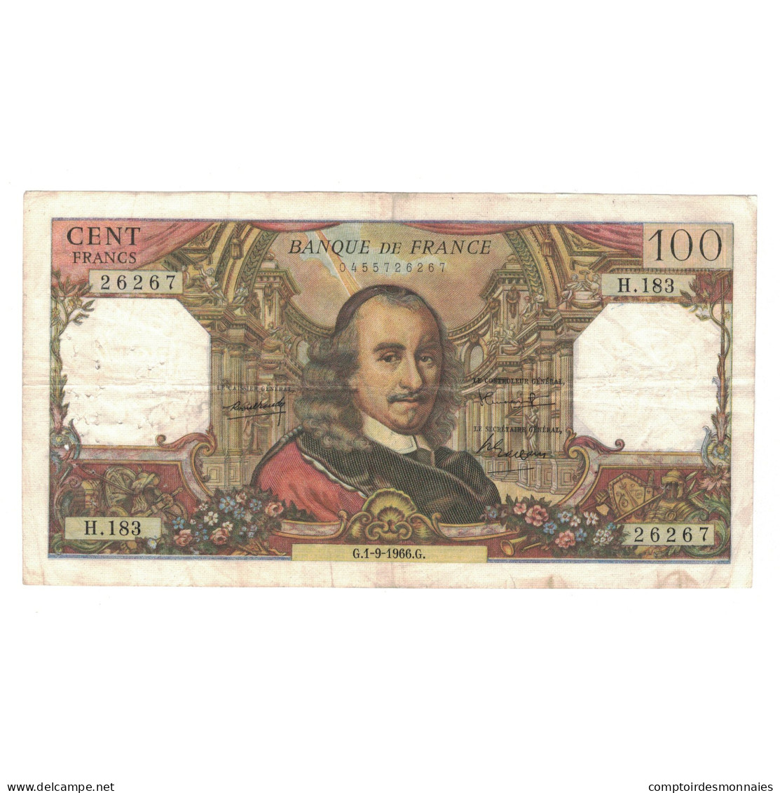 France, 100 Francs, Corneille, 1966, 1966-09-01, TB+, Fayette:65.14, KM:149b - 100 F 1964-1979 ''Corneille''