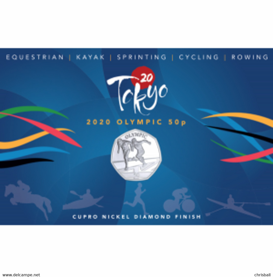 Gibraltar 50p Coin 2021 Summer Olympics - Sprinting  'Diamond Finish' - Gibraltar
