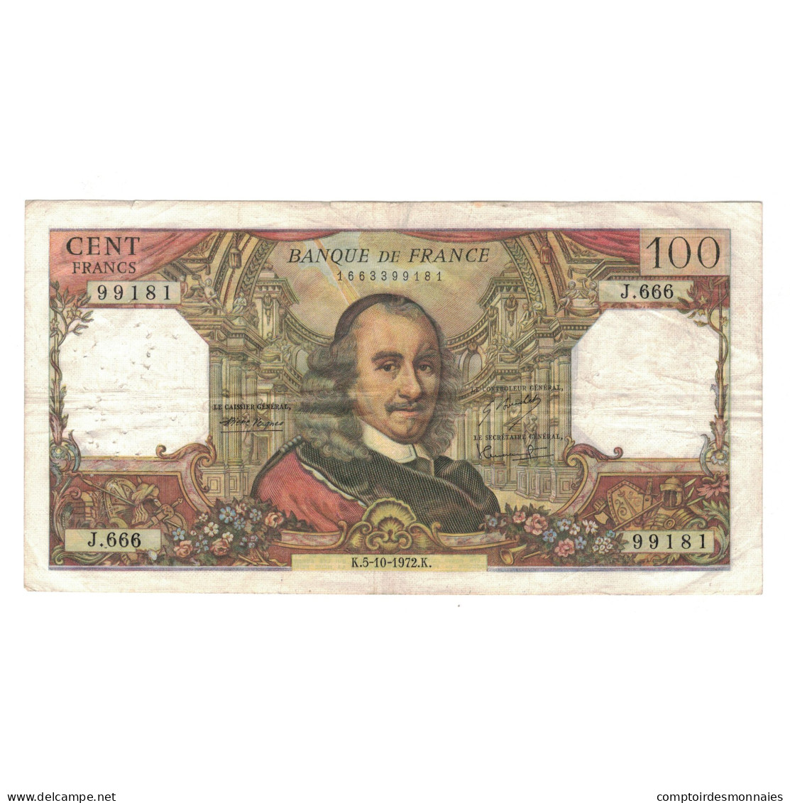 France, 100 Francs, Corneille, 1972, 1972-10-05, TTB, Fayette:65.40, KM:149d - 100 F 1964-1979 ''Corneille''