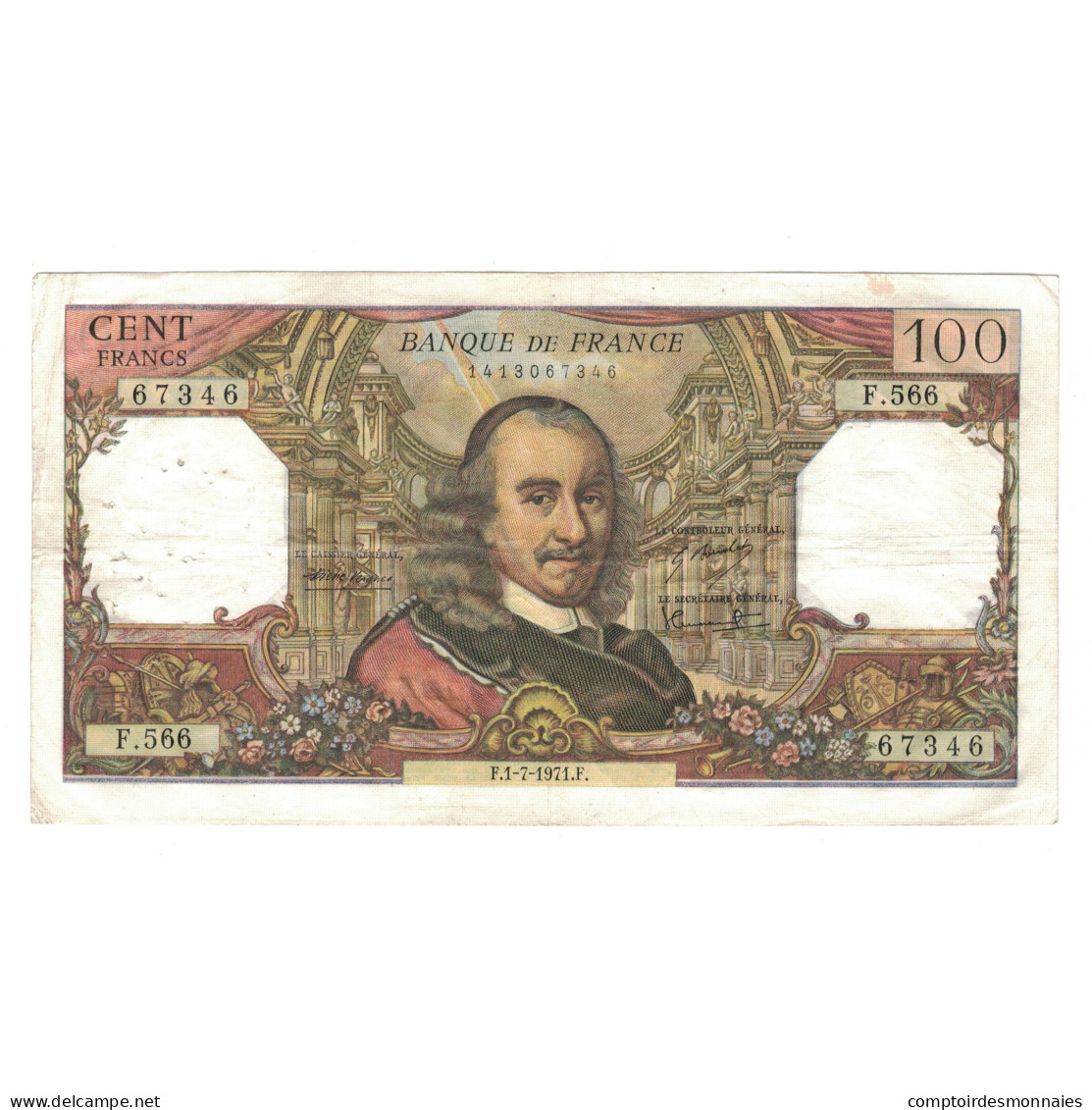 France, 100 Francs, Corneille, 1971, 1971-07-01, TTB, Fayette:65.36, KM:149d - 100 F 1964-1979 ''Corneille''