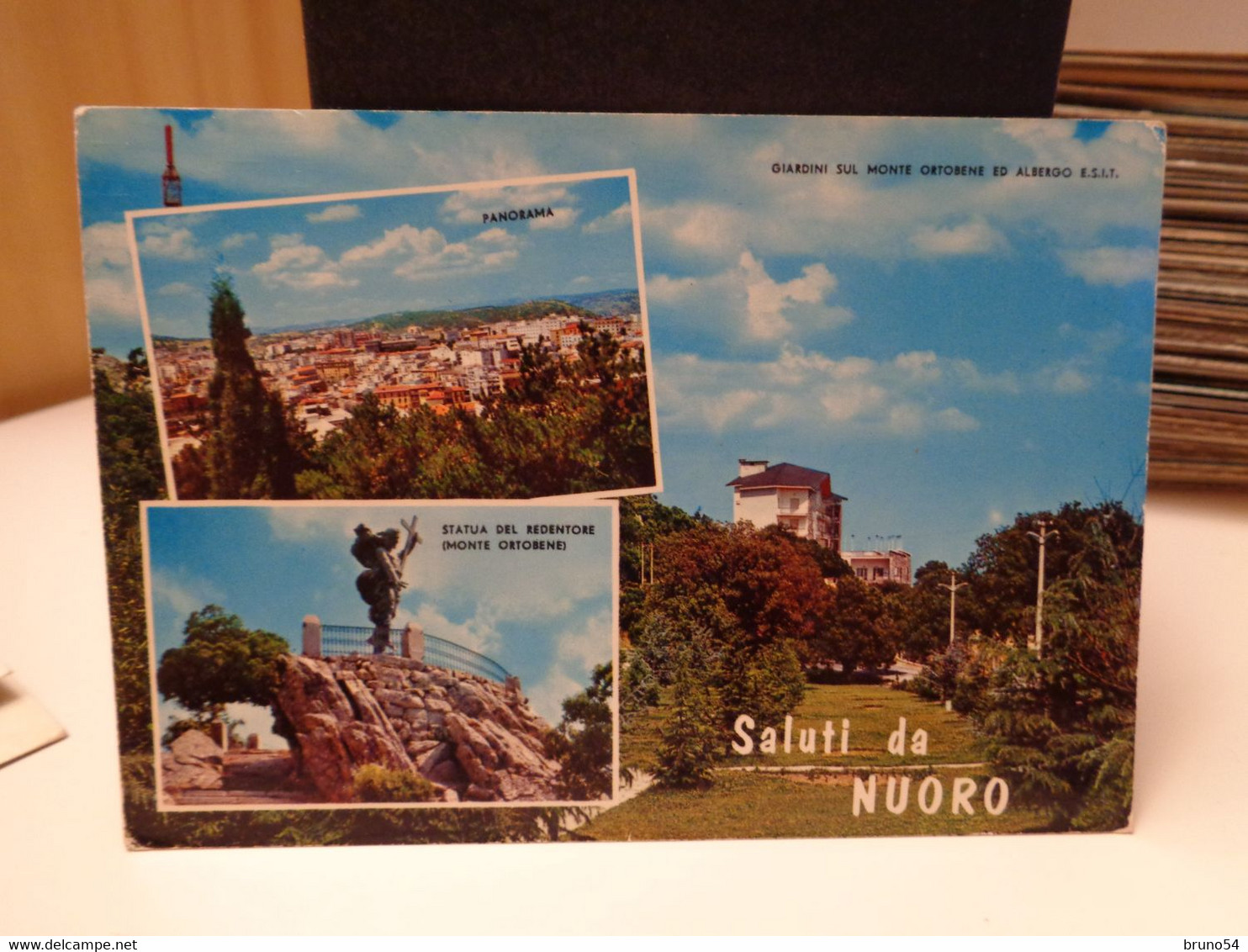 Cartolina Saluti Da Nuoro Vedutine, Statua Del Redentore Monte Ortobene,giardini E Albergo - Nuoro