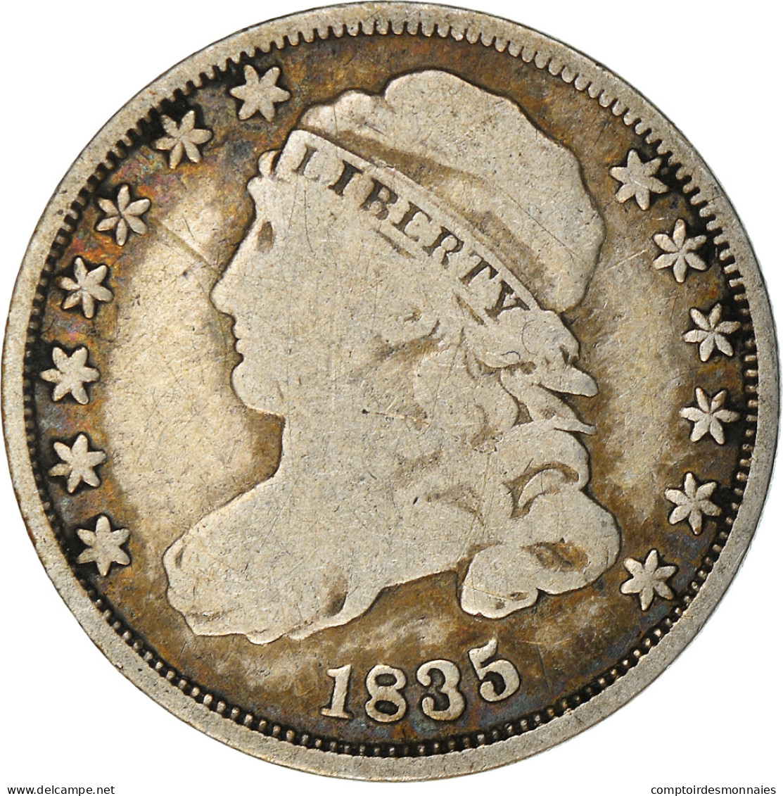 Monnaie, États-Unis, Liberty Cap Dime, Dime, 1835, U.S. Mint, Philadelphie, TB - 1796-1837: Bust