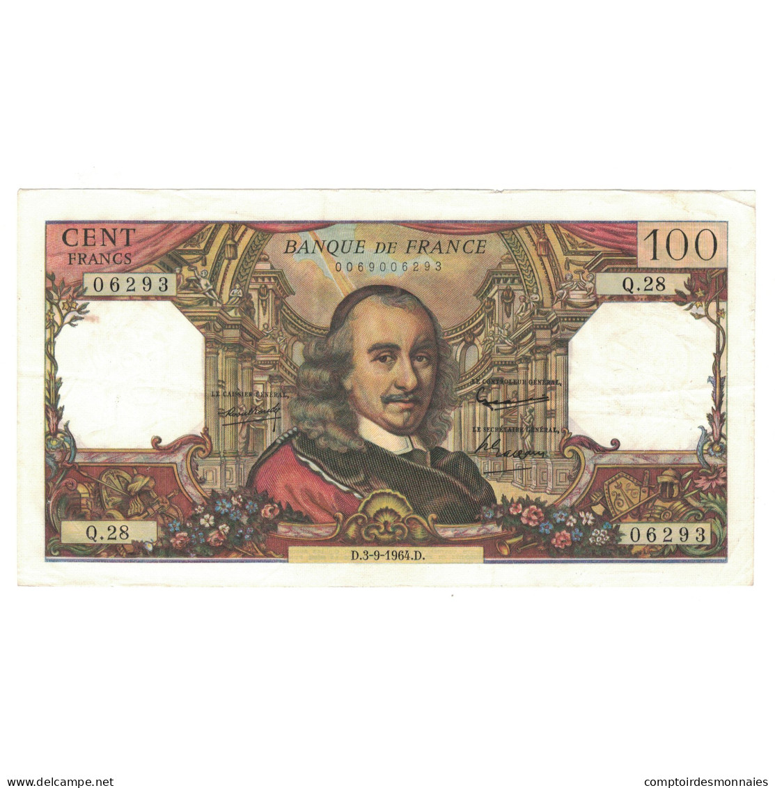 France, 100 Francs, Corneille, 1964, 1964-09-03, TTB+, Fayette:65.3, KM:149a - 100 F 1964-1979 ''Corneille''