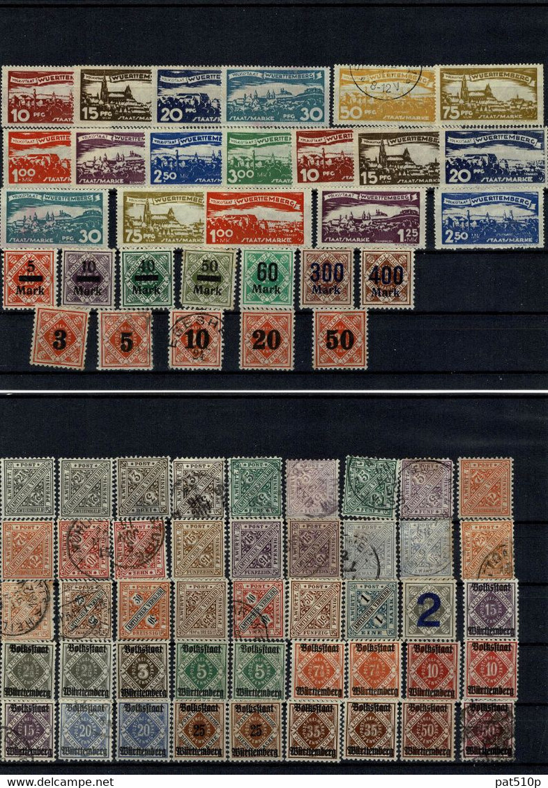 WURTEMBERG WUERTTEMBERG Surcharge Lot Collection Avant 1940 - Otros & Sin Clasificación