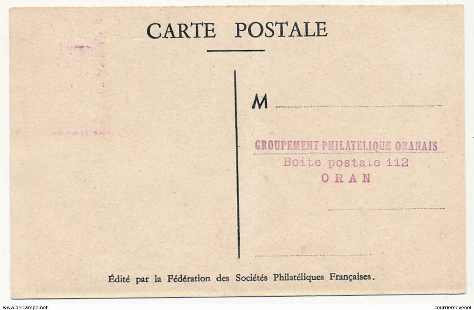 ALGERIE => Carte Fédérale - Journée Du Timbre 1949 - Choiseul - ORAN - 26 Mars 1949 - Cartoline Maximum