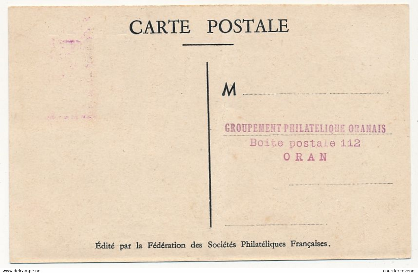 ALGERIE => Carte Fédérale - Journée Du Timbre 1949 - Choiseul - ORAN - 26 Mars 1949 - Maximumkarten
