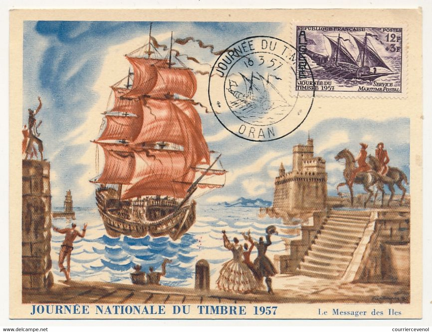 FRANCE => Carte Fédérale - Journée Du Timbre 1957 - Service Maritime Postal - ORAN - 16 Mars 1957 - Maximumkarten