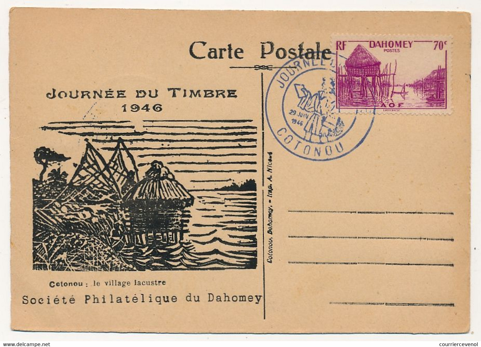 DAHOMEY - Carte Locale - Journée Du Timbre 1946 - COTONOU - 29 Avril 1946 - Briefe U. Dokumente