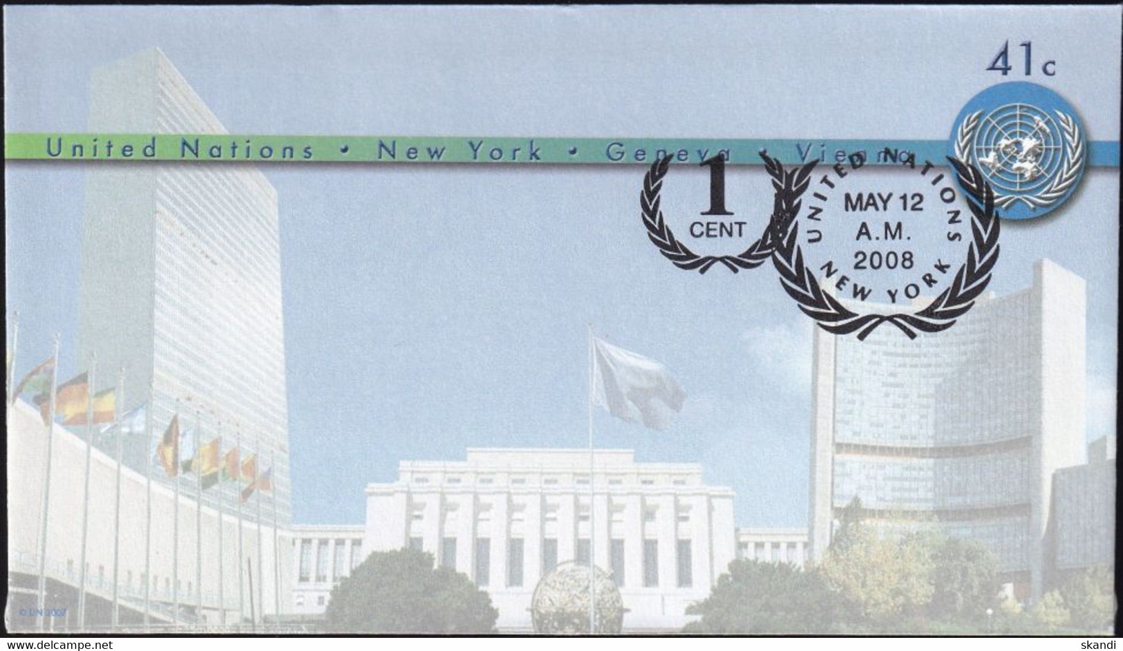 UNO NEW YORK 2008 Mi-Nr. U 19 A Ganzsache Umschlag Gestempelt EST - Lettres & Documents