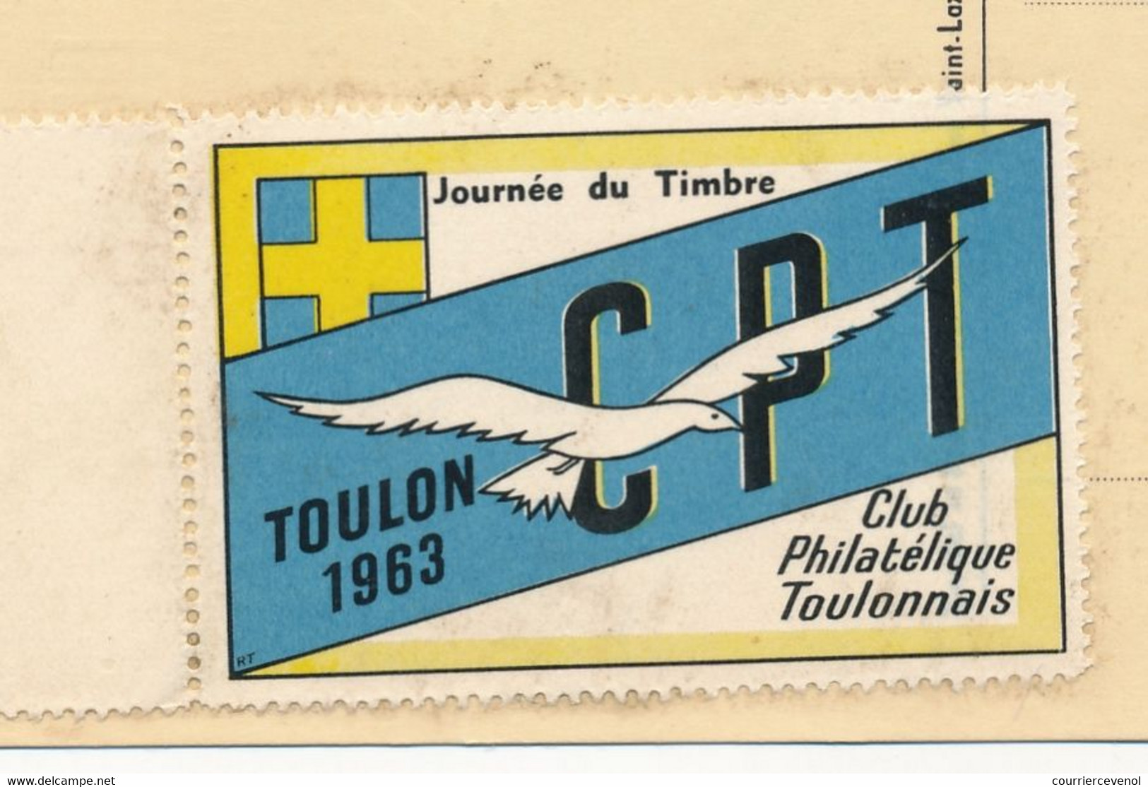 FRANCE - Carte Locale - Journée Du Timbre 1963 - Poste Gallo-Romaine - TOULON-SUR-MER - 16/3/1963 - Vignette Au Dos - Dag Van De Postzegel