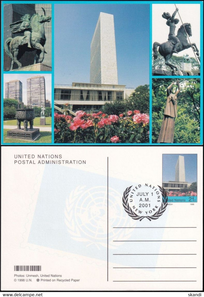 UNO NEW YORK 1998 Mi-Nr. P 20 Ganzsache Postkarte Gestempelt EST - Brieven En Documenten