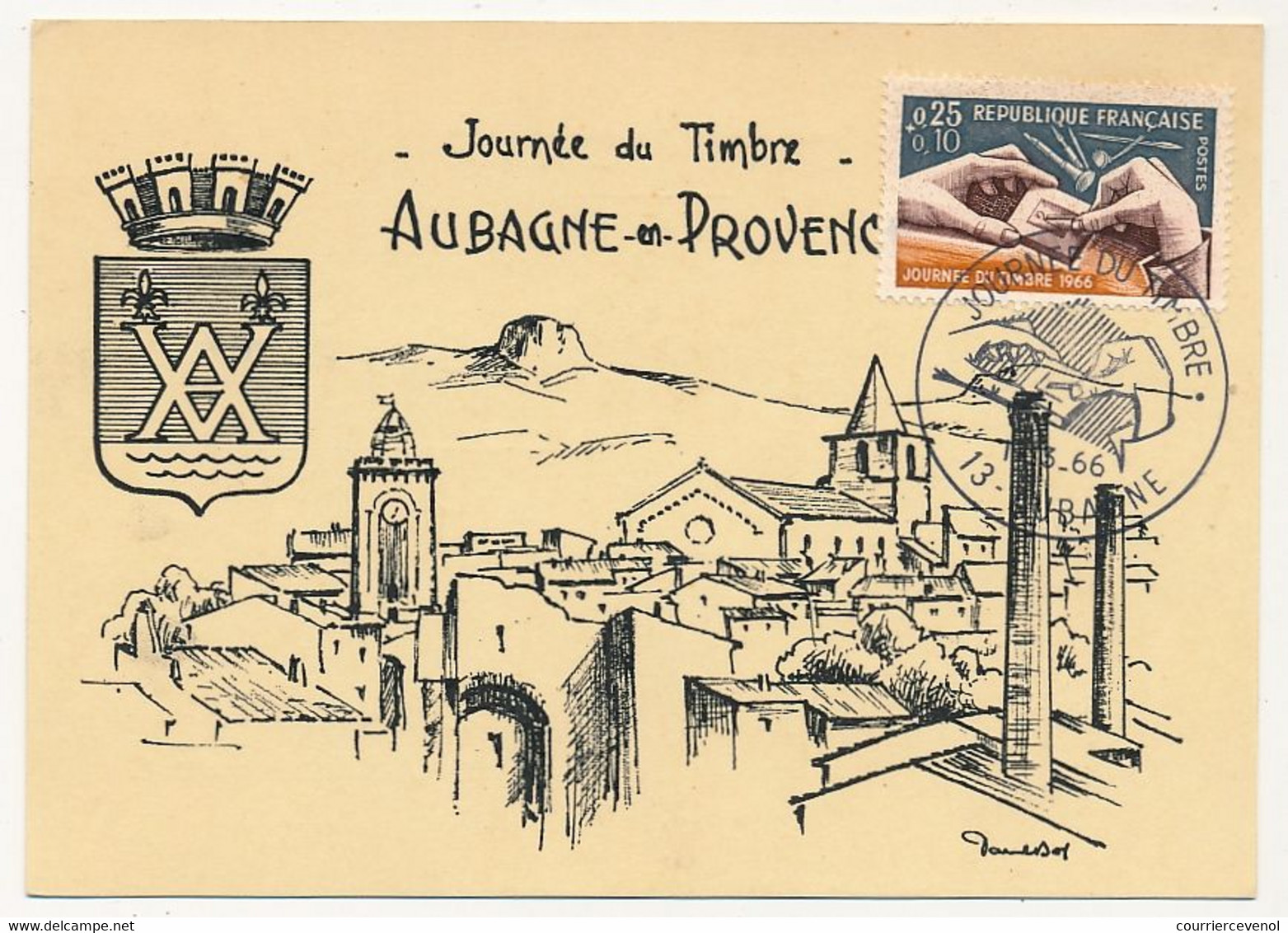 FRANCE => Carte Locale "Journée Du Timbre" 1966 - Le Poinçon - 13 AUBAGNE - 19/3/1966 - Giornata Del Francobollo