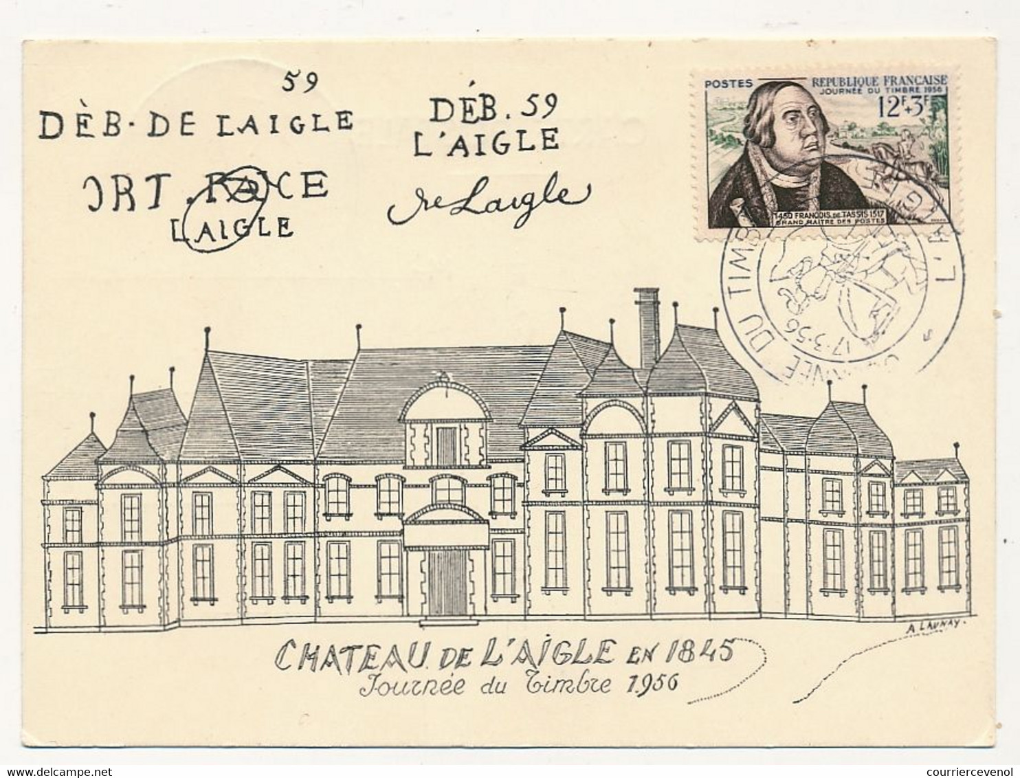 FRANCE => Carte Locale "Journée Du Timbre" 1956 - François De Tassis - L'AIGLE - 17/3/1956 - Día Del Sello