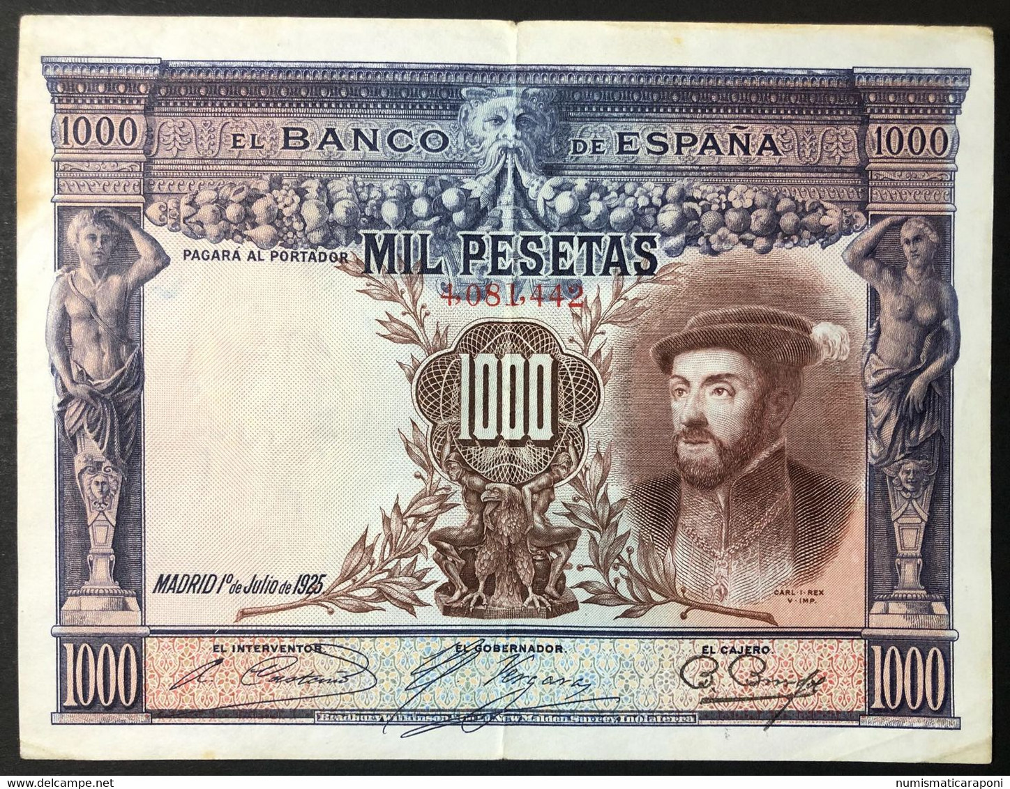 SPAGNA / SPAIN 1000 PESETAS 1925 Pick#70a Bel Bb+  Lotto.2835 - 500 Pesetas