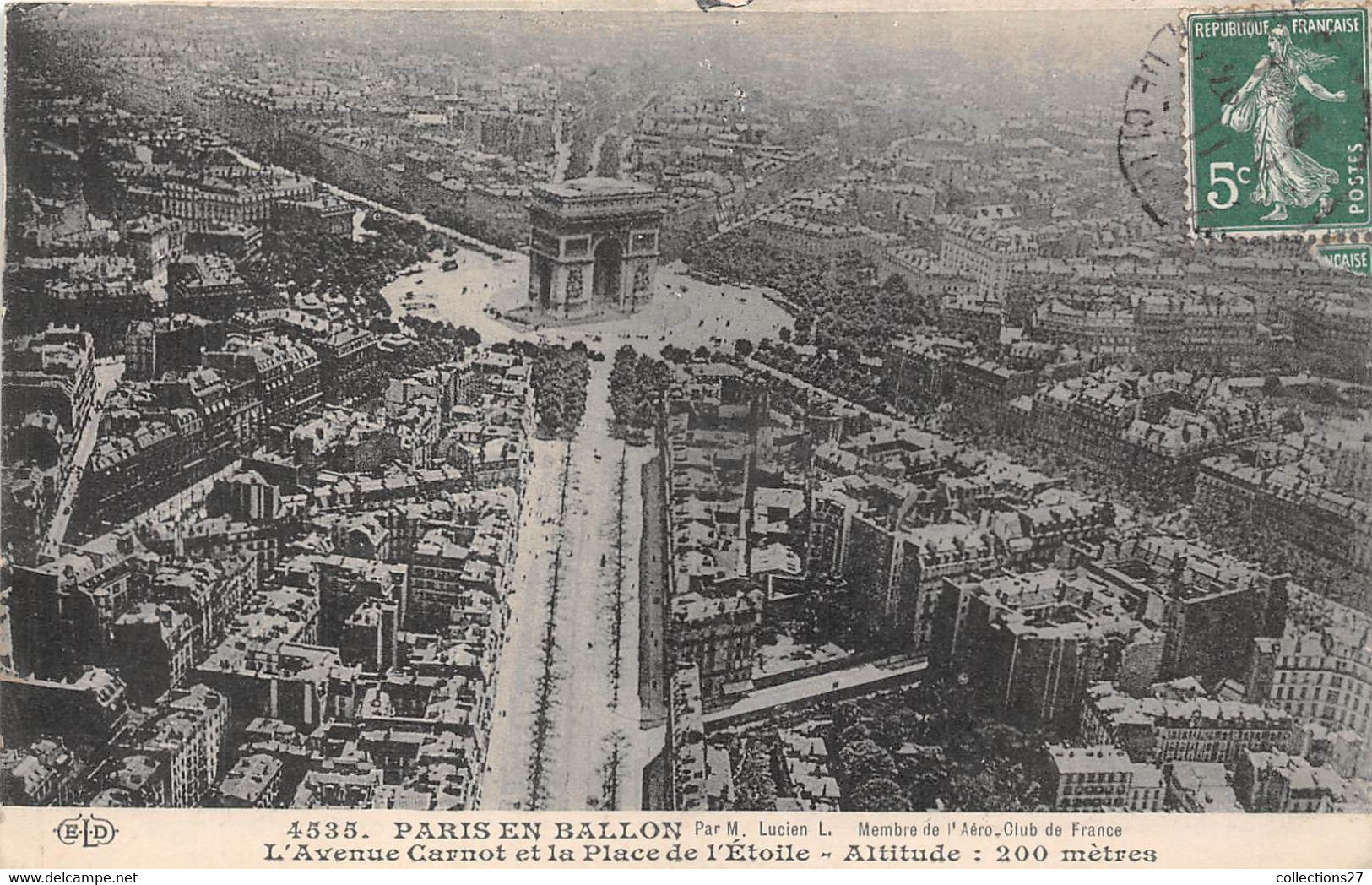 PARIS-EN BALLON- L'AVENUE CARNOT ET LA PLACE DE L'ETOILE - Triumphbogen
