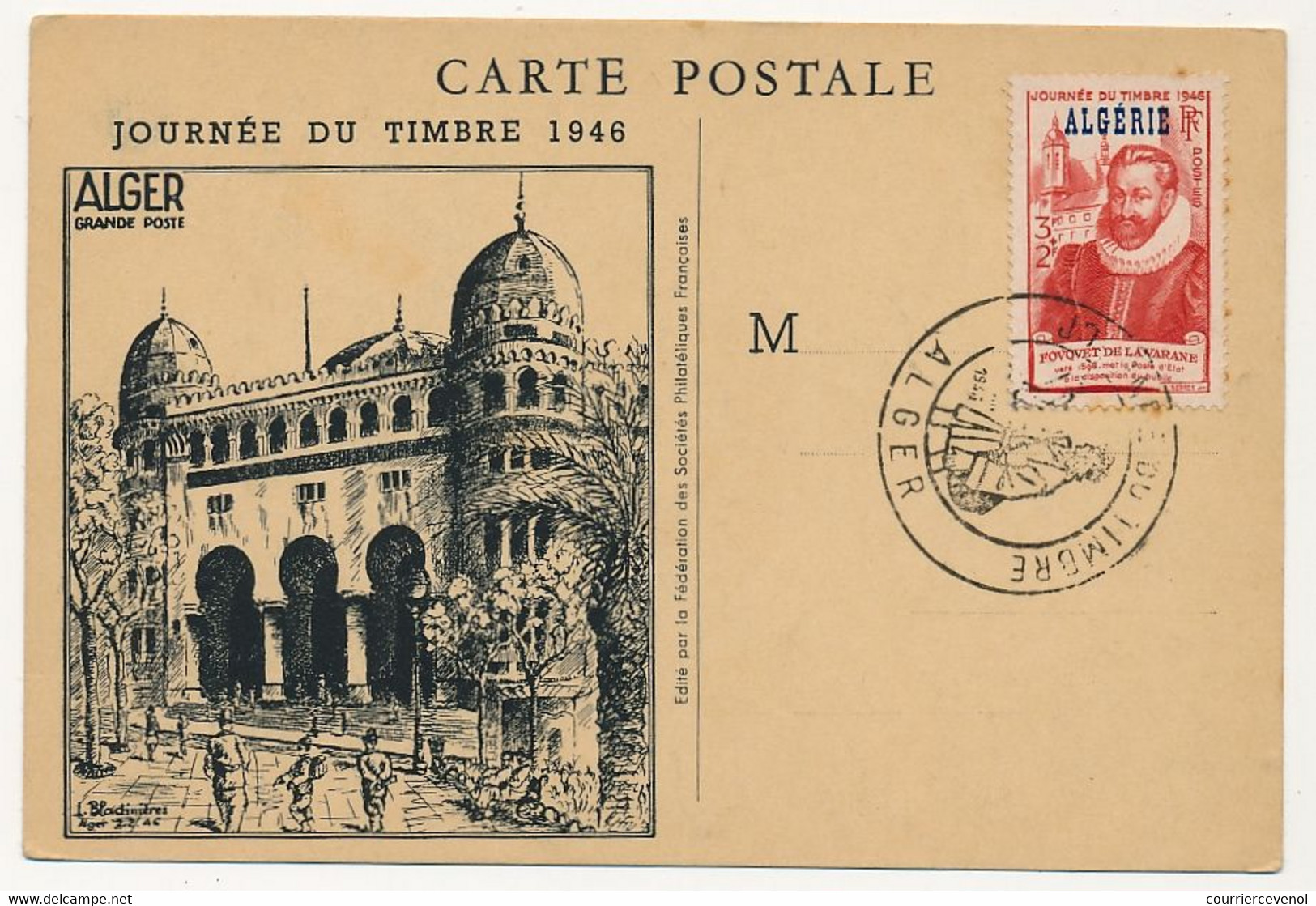 ALGERIE - Carte Locale - Journée Du Timbre 1946 - ALGER - Tag Der Briefmarke