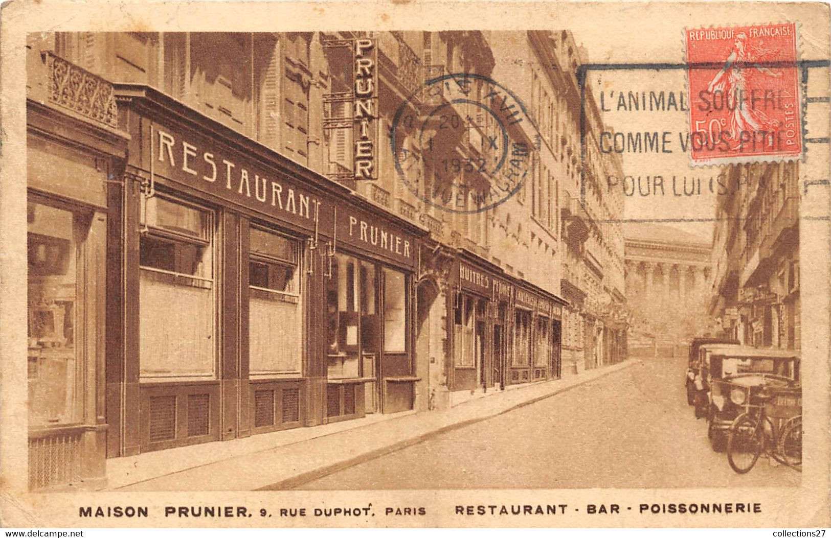 PARIS-75001-MAISON PRUNIER 9 RUE DUPHOT , RESTAURANT , BAR - POISSONNERIE - Paris (01)