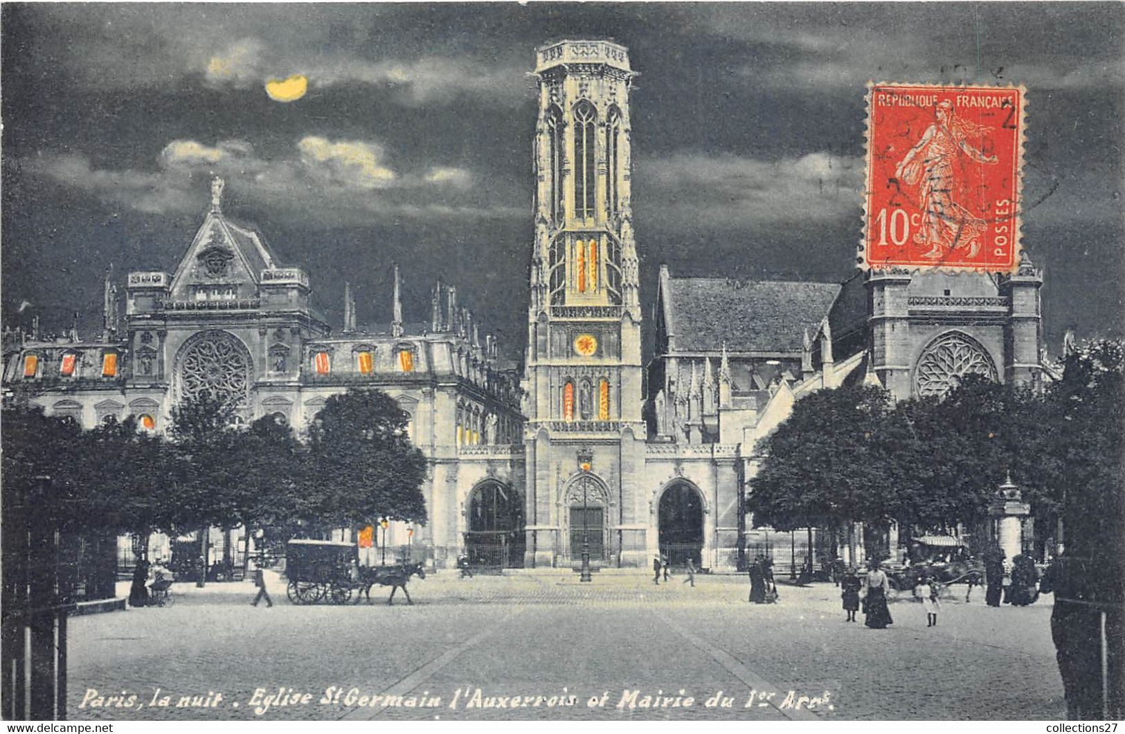 PARIS-75001-PARIS LA NUIT,  EGLISE ST-GERMAIN, L'AUXERROIS ET MAIRIE DU 1ER ARRD - Paris (01)