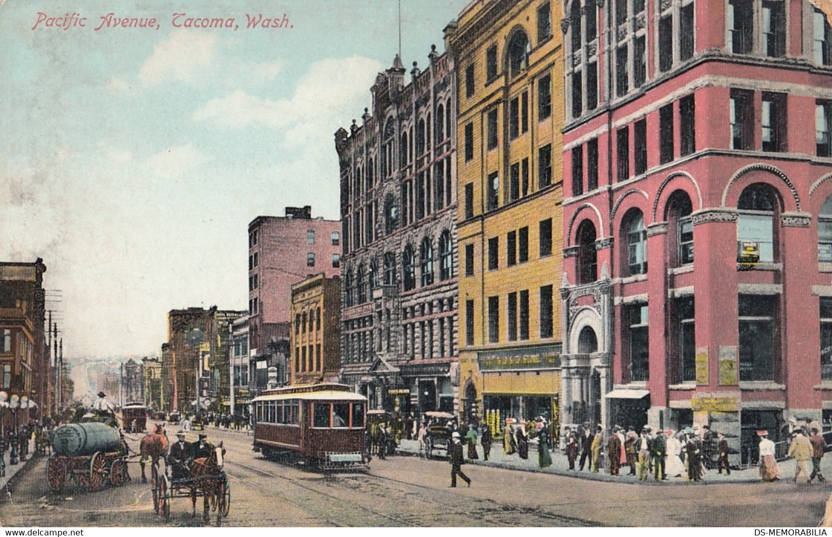 Tacoma Washington - Pacific Avenue Tram Trolley Car Postcard - Tacoma