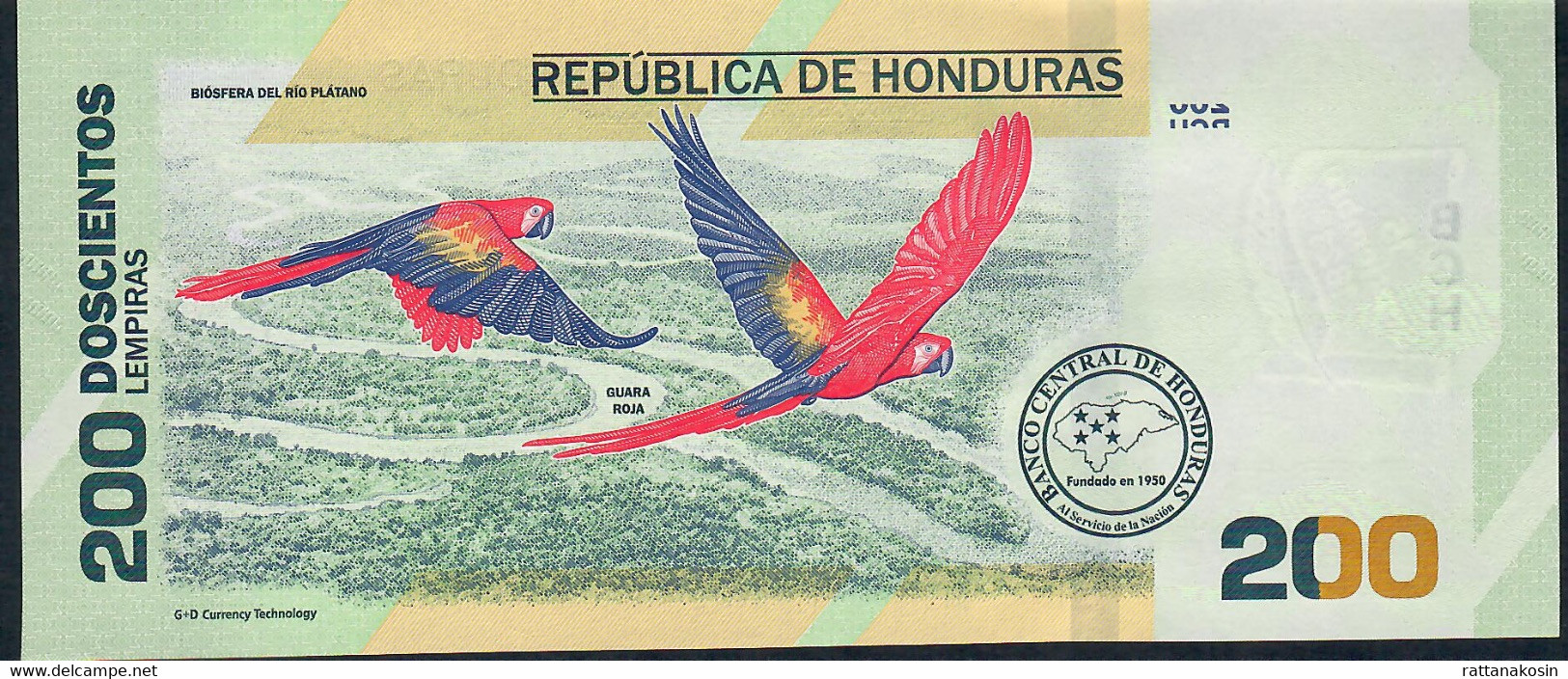 HONDURAS NLP 200 LEMPIRAS 2021  #A    COMMEMORATIVE     UNC. - Honduras