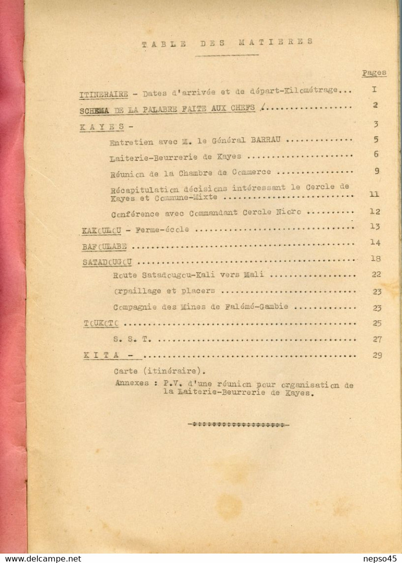 Jean Rapenne Gouverneur Du Soudan.Journal De Marche Du 28 01 Au 07 02 1941.dans Les Cercles De Kayes Kita. - Altri & Non Classificati