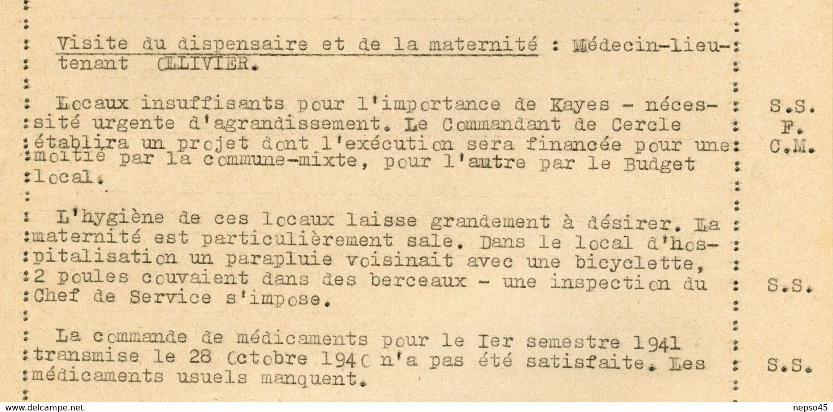 Jean Rapenne Gouverneur du Soudan.Journal de Marche du 28 01 au 07 02 1941.dans les cercles de Kayes Kita.