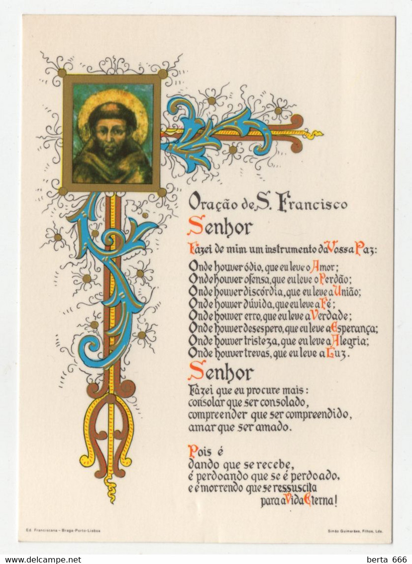 Postal Oração De S. Francisco - Saints