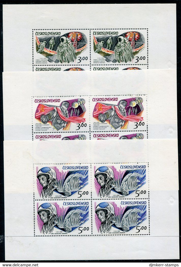 CZECHOSLOVAKIA 1973 Space Exploration In Sheetlets Of 4 MNH / **  Michel 2135-37 Kb - Unused Stamps