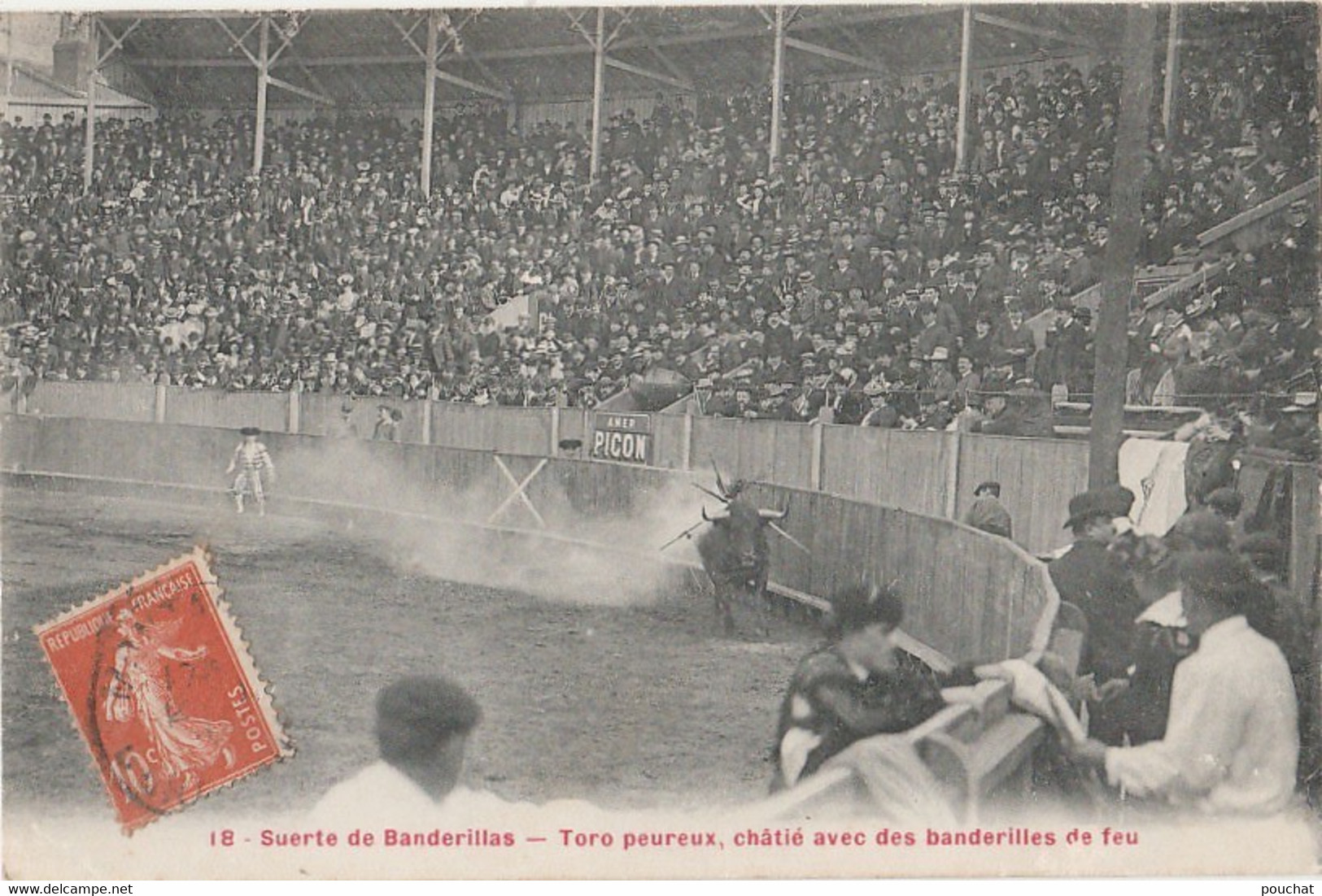 CORRIDA - SUERTE DE BANDERILLAS - TORO PEUREUX CHÂTIE AVEC DES BANDERILLES DE FEU - MICHEL ET FORGEOT BORDEAUX - 2 SCANS - Bordeaux